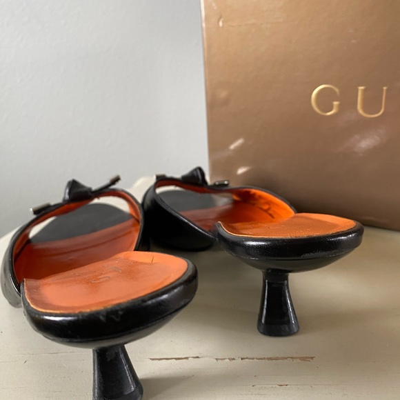 GUCCI Leather Slides Black Kitten Heel Size 6 🧡 - Picture 9 of 9